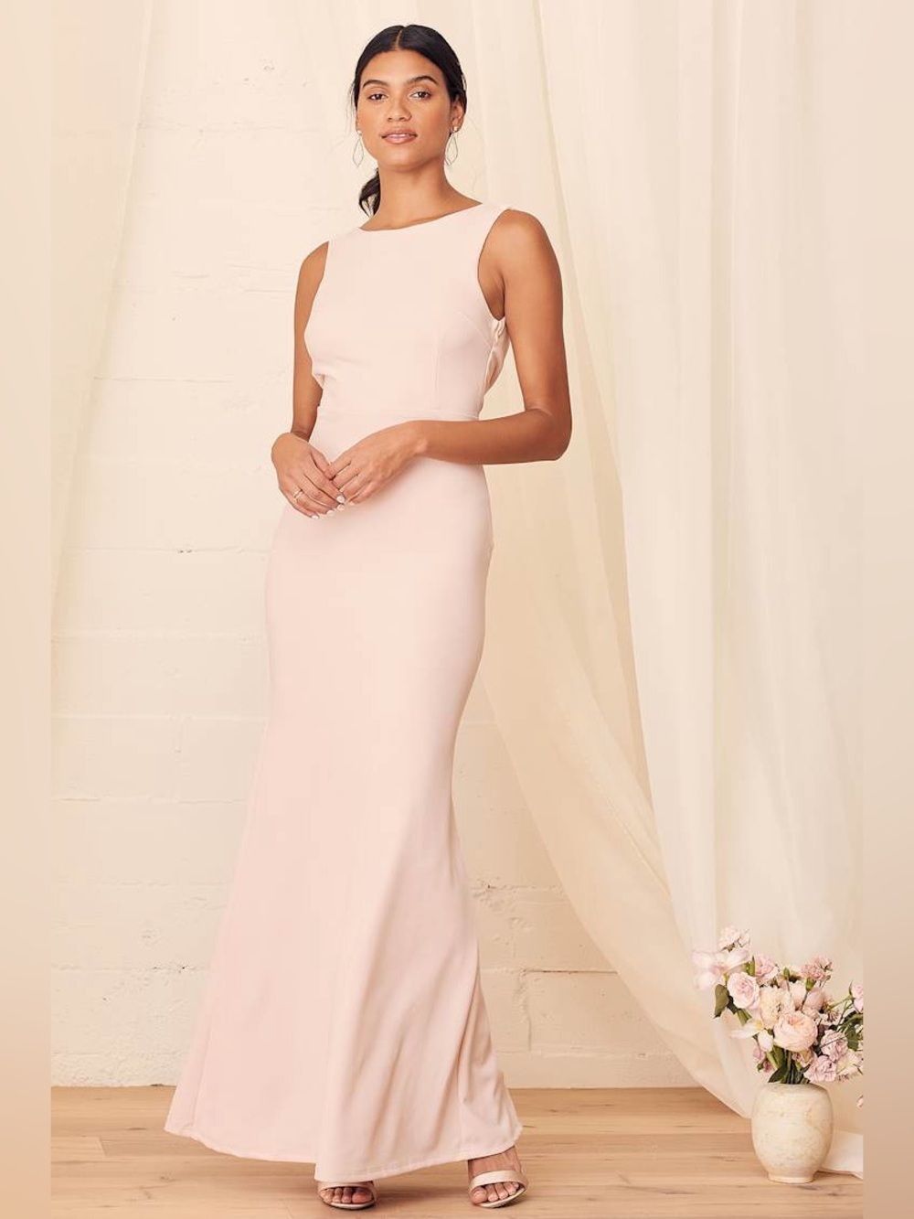 Lulus Call My Name Blush Pink Backless Maxi Dress